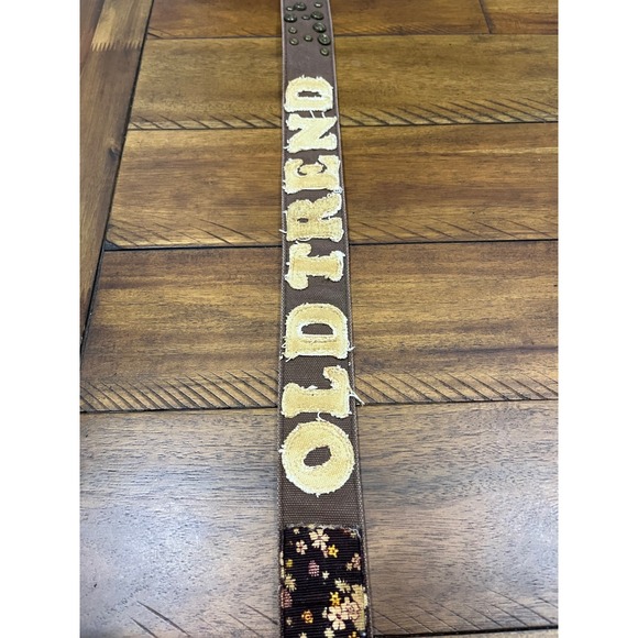Etui Canvas Belt Womens 28 Brown Good Old Trend Patchwork Studded Grommet Double